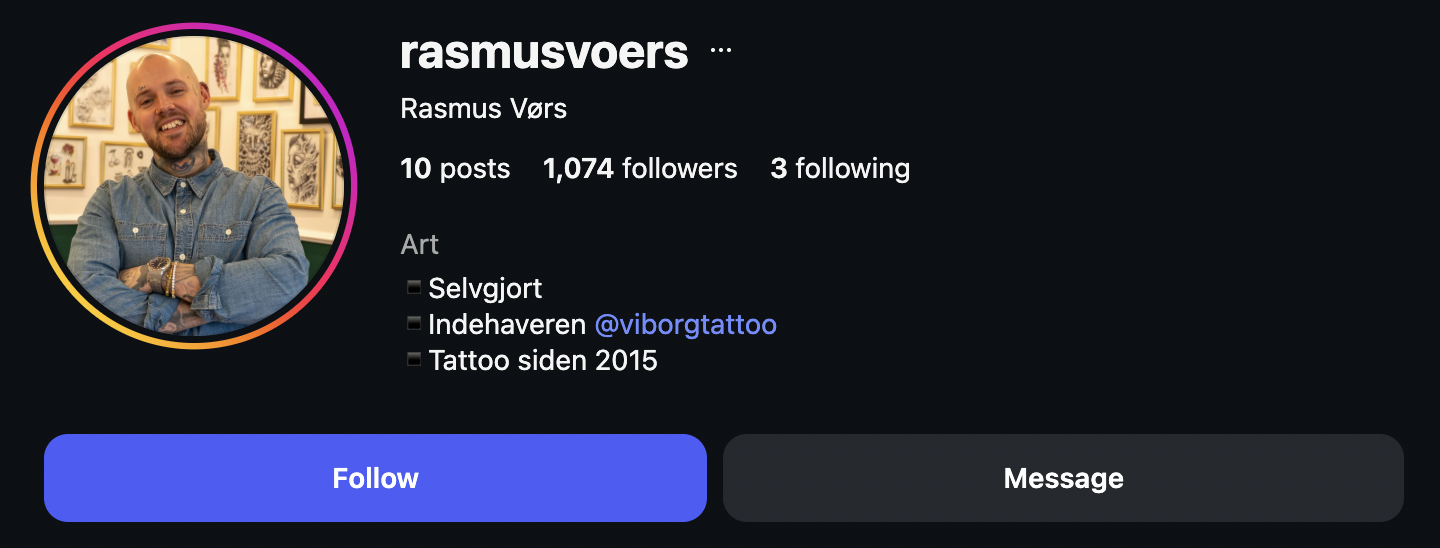 Instagram-profil — Rasmus Vørs