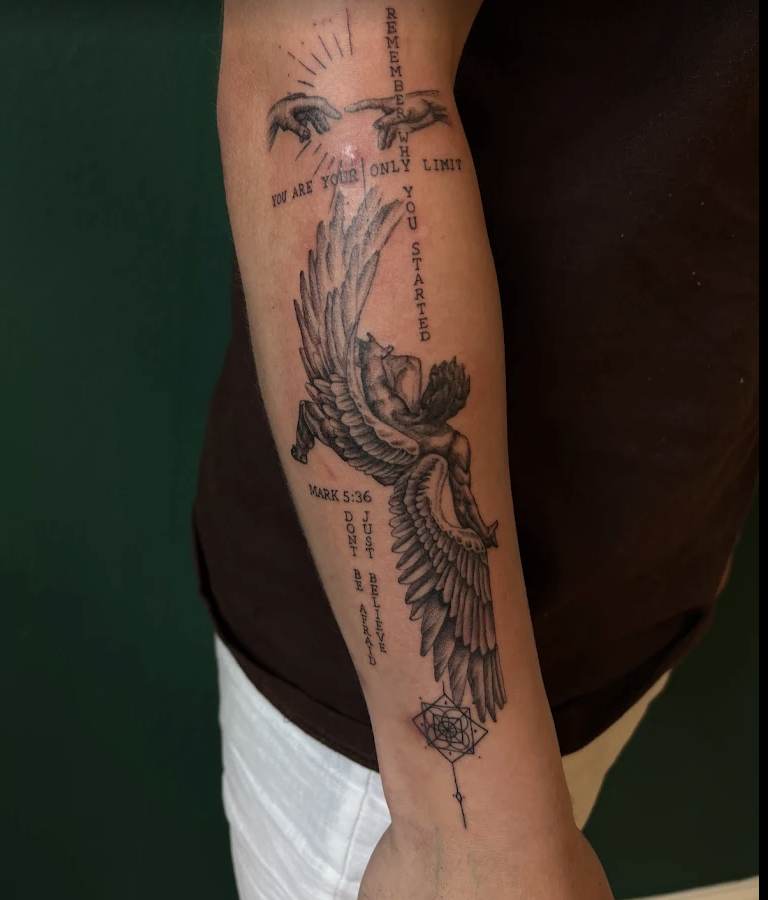 Tatoveringsværk 4 — botanisk illustration af Rasmus Vørs